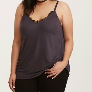 ISO TORRID GRAY EYELASH LACE SWING CAMI SIZE 2!!